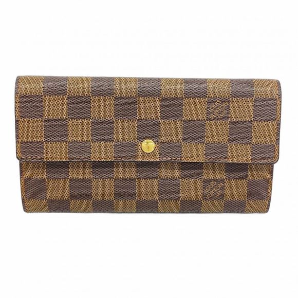 Louis Vuitton Damier Pochette Porte Monnaie Credit Long Wallet N61724 Ebene  Wom - Picture 1 of 9